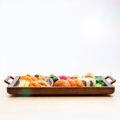 Spread the sauce on top the sushi roll Japanese cold roll with salmon
