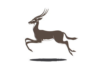 Elegant Antelope Silhouette in Graceful Motion on Neutral Background
