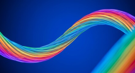 Swirling Rainbow Strands and Glowing Light Trails in Abstract Sci-Fi Design