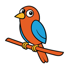A colorful bird perched on a branch, surrounded by retro hues. The scene features soft pastel shades, giving off a nostalgic vibe with a charming, vintage aesthetic.
