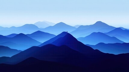 Fototapeta premium Abstract geometric polygon mountain in shades of blue, abstract, geometric, polygon, mountain, blue, gradient, triangular, peak illustration
