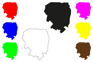 Jagadhri city (Republic of India, State of Haryana) map vector illustration, scribble sketch Jagadhri map