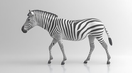 Low Poly Zebra Walking on White Background