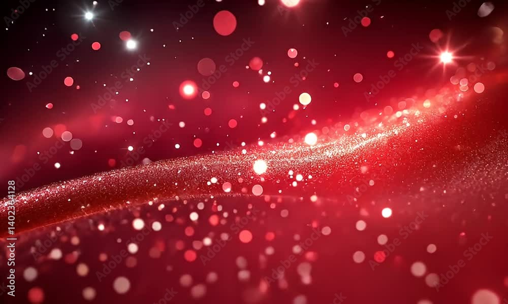 Sticker abstract red glittering background with floating particles and a soft bokeh effect creating a festiv