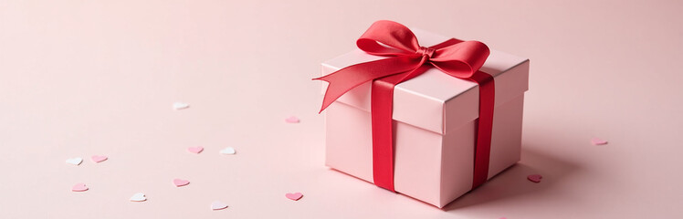 Obraz premium Romantic Gift Box Features A Heart Shape And Ribbon, Perfect For Special Occasions And Celebrations.