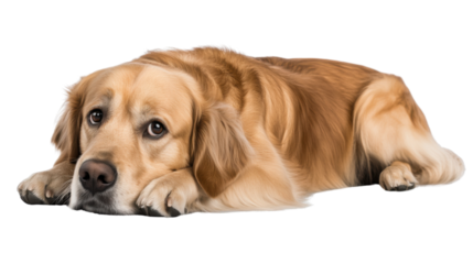 Confused Dog Lying on White Background with Puzzled Expression