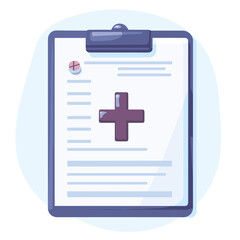 Fototapeta premium Medical Clipboard with Checklist and Plus Sign