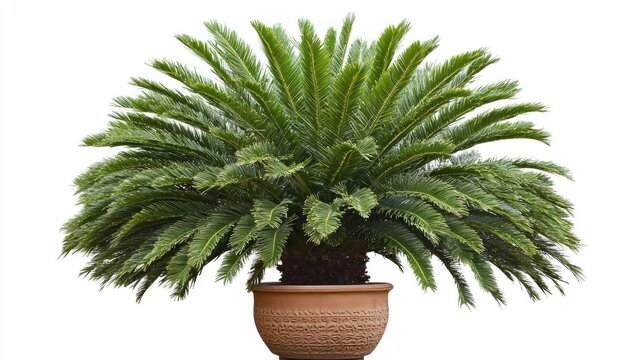 Full cycad plant in terracotta pot
