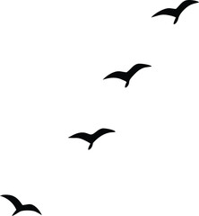 Naklejka premium Minimalist Sequence of Five Birds Soaring in Natural Rhythm