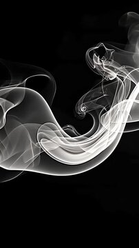 Stream of wispy smoke over a black background. Vertically Orientated Video.