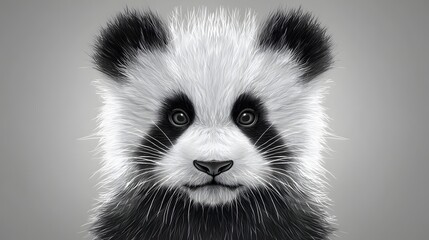 Naklejka premium Illustrative Portrait of a Panda with Striking Black and White Features in a Minimalist Style