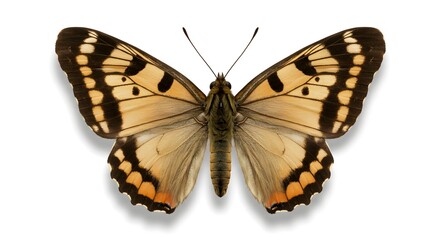 Fototapeta premium Orange and Brown Butterfly Isolated on White Background