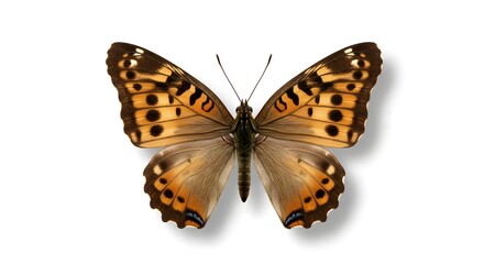 Orange and Brown Butterfly Wings Spread on White Background