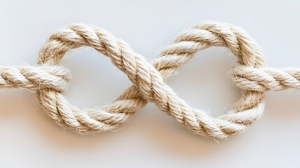 Infinity Knot Made With Natural Rope on a Light Background Representing Connection and Harmony