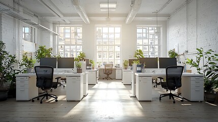 Modern Sunlit Office Workspace