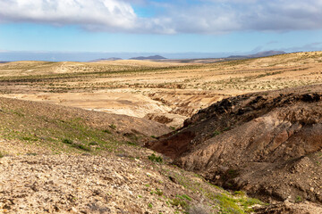 Arid landscape, Island Fuerteventura, Canary Islands, Spain, Europe.