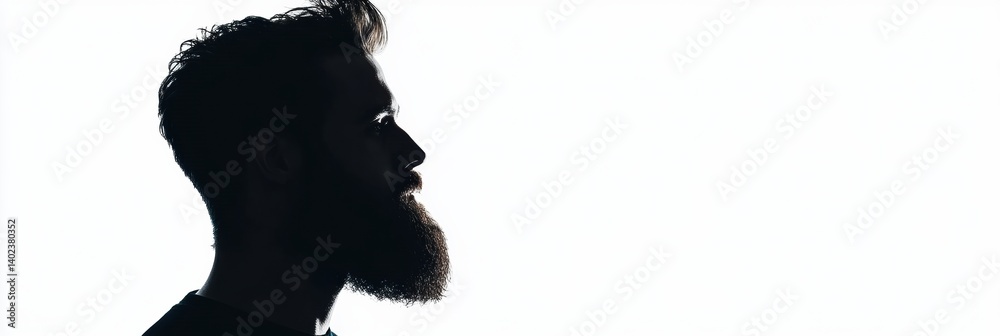Leinwandbilder silhouette of a bearded man in profile with a fade effect on a white background during daytime