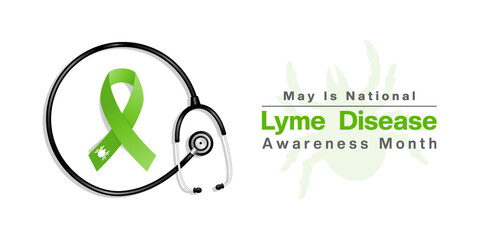 May is Lyme Disease Awareness Month. Ribbon and more. Great for posters, banners, social media and more. White background.