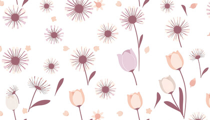 Black and White Seamless Nature Pattern