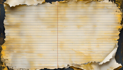 Vintage Torn Notebook Paper PNG – Distressed Lined Paper Background for Scrapbooking & Journaling

