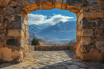 Ancient buildings of abandoned city made with Generative AI technology
