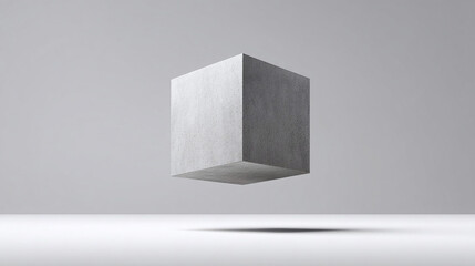 Fototapeta premium Floating Concrete Cube - Minimalist Geometric Design