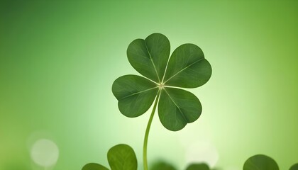 Four-Leaf Clover on Green Background