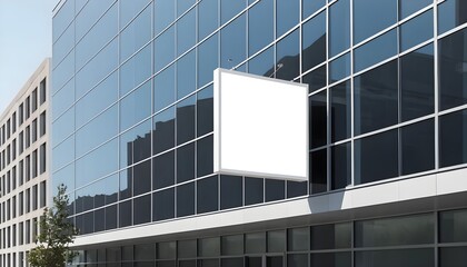 Blank Square Sign on Modern Building Exterior