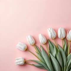 White Tulips on Pink Background