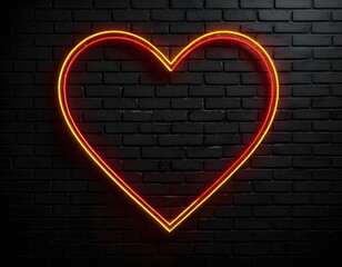 Neon Heart on Brick Wall