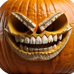 Carved Halloween Pumpkin with Evil Grin