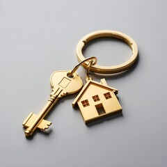 Golden House Key Keychain