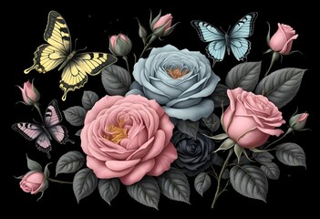 Elegant Roses and Butterflies Bouquet