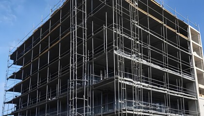 Building under construction scaffolding