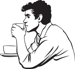 man drinking coffee