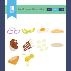 Vibrant Food Layer Illustration Set for Creative Designs
