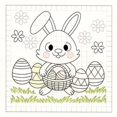 A cartoon illustration of Easter-themed characters