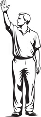 man waving one hand