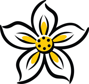 black and white flower with yellow center clip art preview