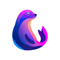 Obraz premium 2D illustration of a minimalistic seal logo with flat colors isolated on transparent background