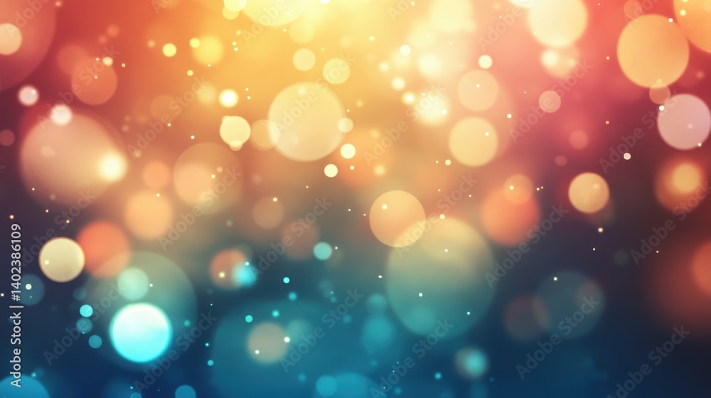 Wall mural abstract image featuring colorful glowing blurred circles and bokeh