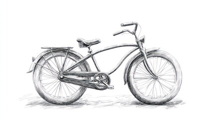 Fototapeta premium Pencil sketch of vintage bicycle on white background