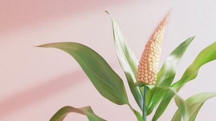 Pastel Corn Ear on Pink Background