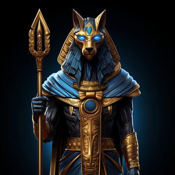 ancient egyptian god anubis fantasy on black background