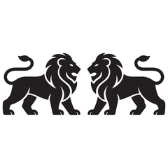 Royal heraldic Vector Black silhouettes lions. with white background