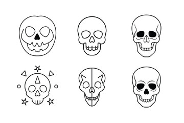 Set of Skull Line art 