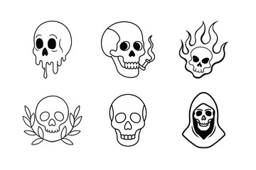 Set of Skull Line art 