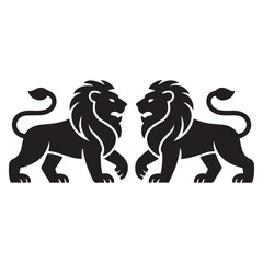 Royal heraldic Vector Black silhouettes lions. with white background