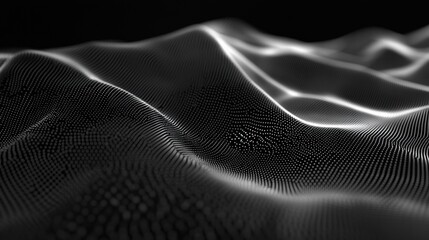 Naklejka premium Abstract 3d rendering futuristic dots and lines. computer geometric digital connection structure. Futuristic black abstract grid. Plexus with particles. Intelligence artificial illustration
