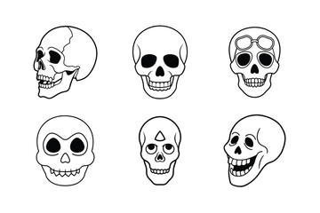 Set of Skull Line art 